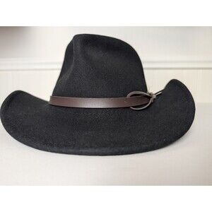 Scala Outback Black Felt Hat Ribbon Accent 2 Inch Brim Mens Western Ranch Large